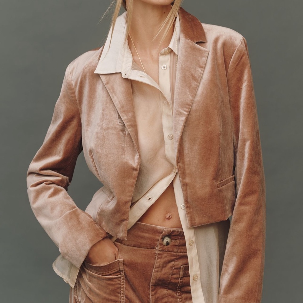 Maeve NWT cropped tuxedo Blazer Taupe size: small